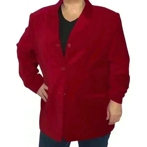 Jessica Holbrook Vintage Red Velvet Blazer Size 24W - Picture 1 of 6